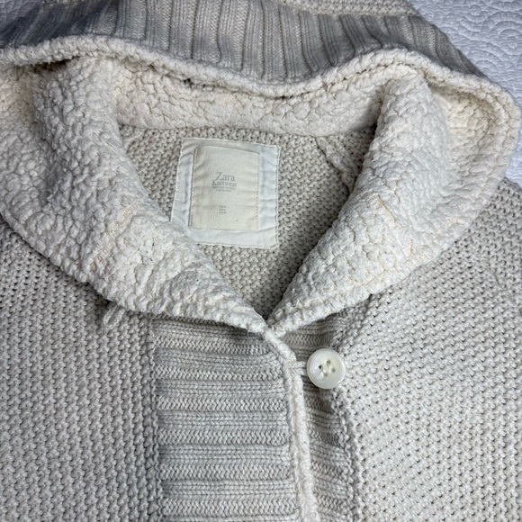 Zara Cream Button-Up Hooded Cardigan - Picture 8 of 12
